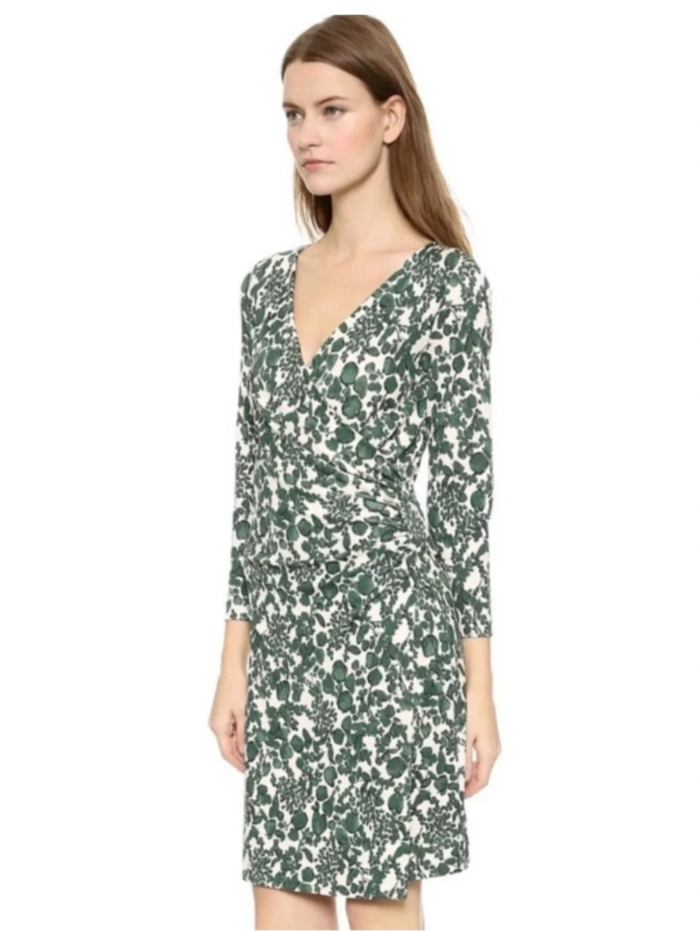 Tory Burch Green Floral Wrap-Style Mini Dress whimsy cuyana classic romantic cos